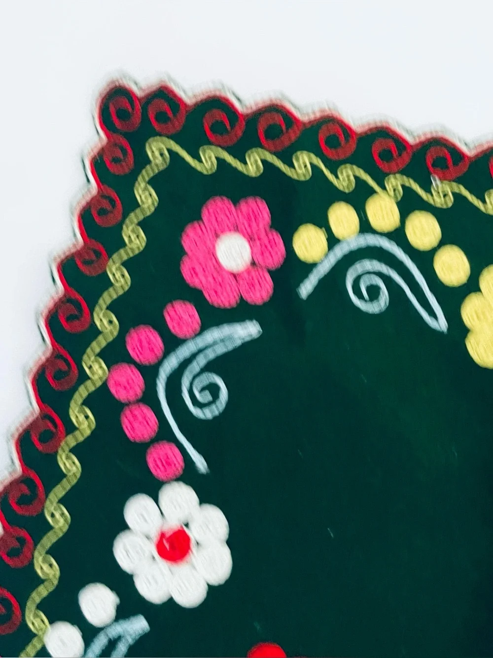 Vintage Mexican Boho multicolor embroidered floral placemat table top cover
